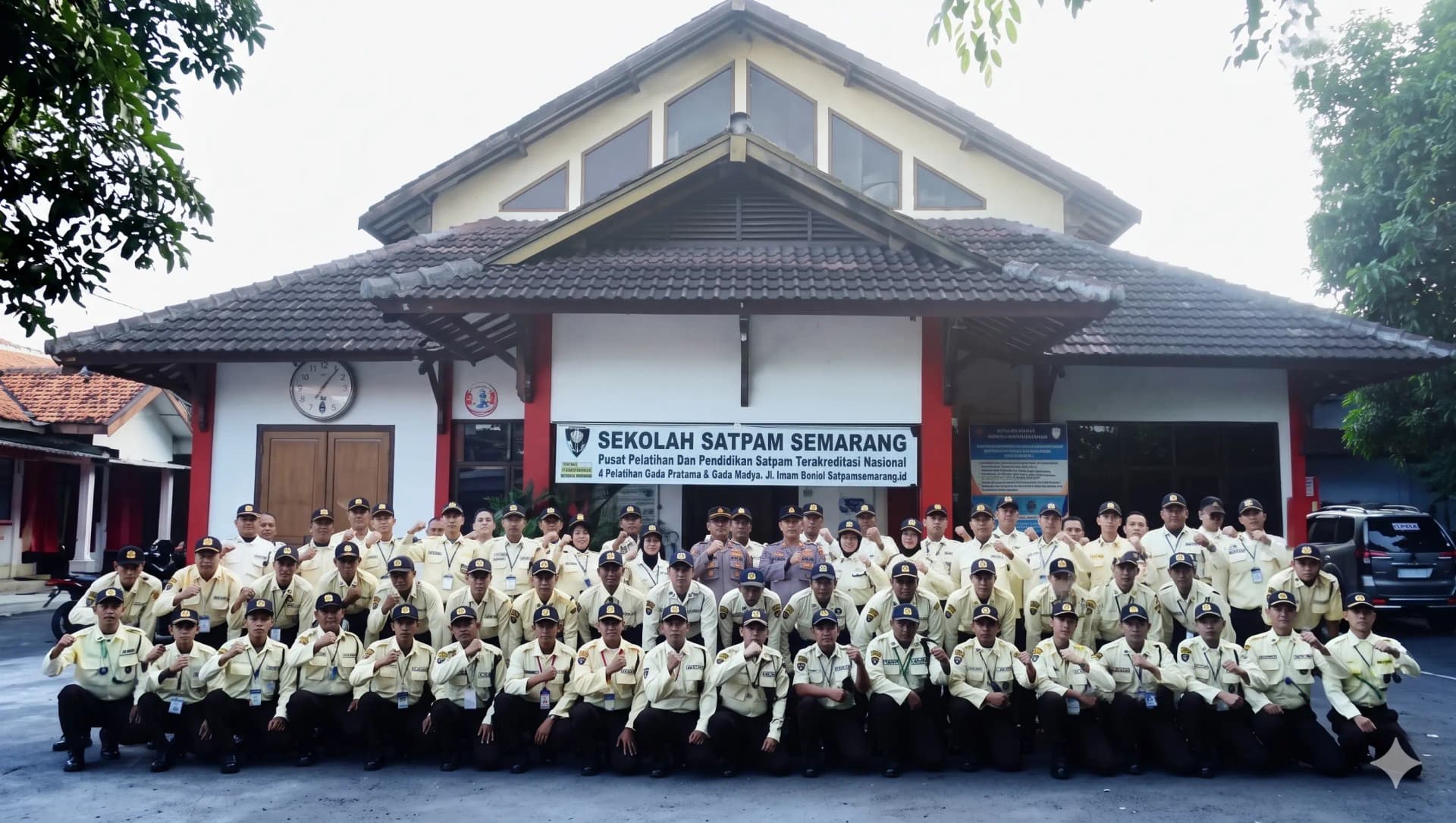 Peserta Sekolah Satpam Semarang sedang mengikuti upacara